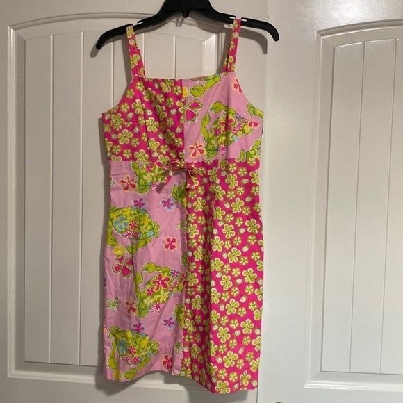Lilly Pulitzer Gidget Pink Sands Dress Crab Flower Pink Yellow Size 4 - Picture 1 of 10